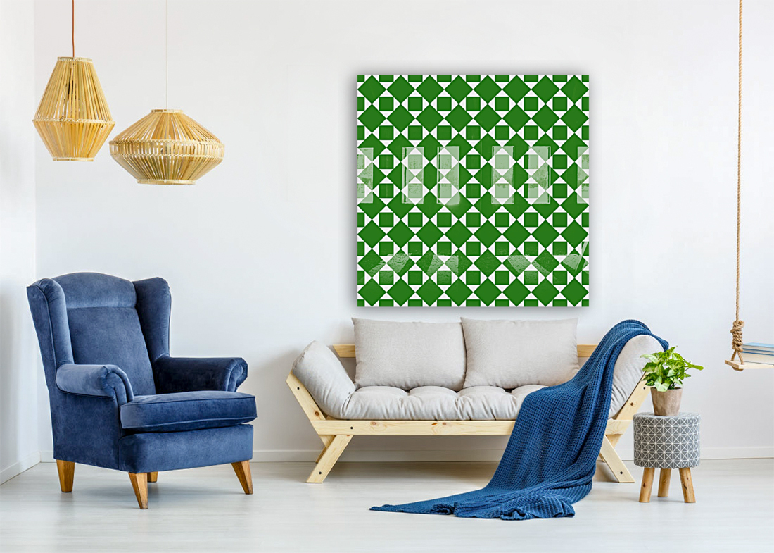 Dark Green Geometric Pattern Reproduction