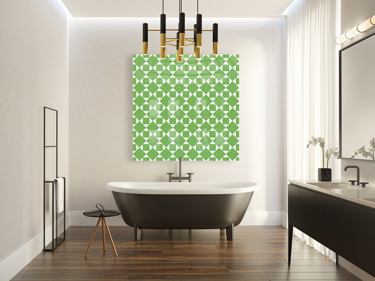 Light Green Geometric Pattern Reproduction