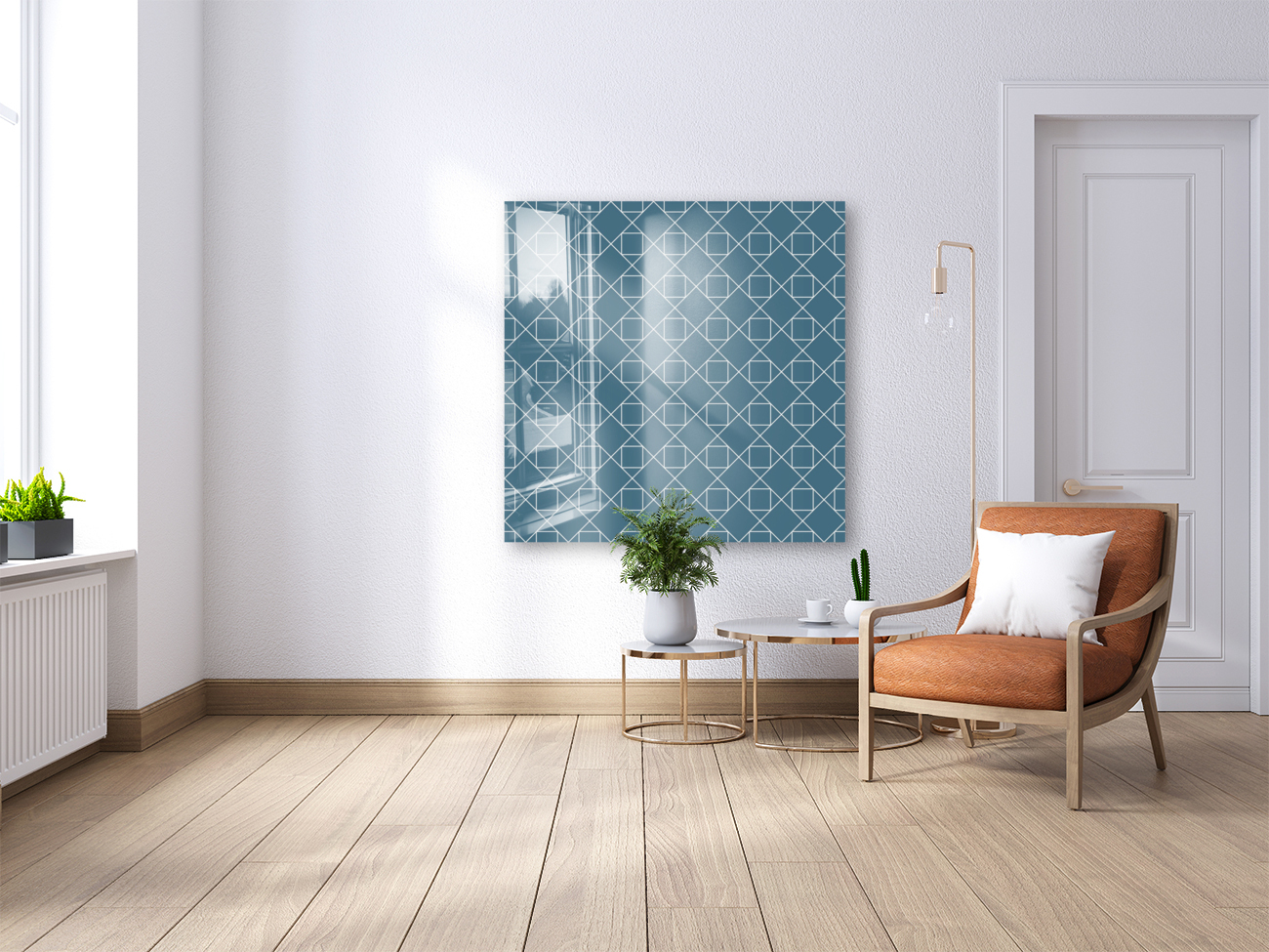 Navy Blue Geometric Pattern Reproduction