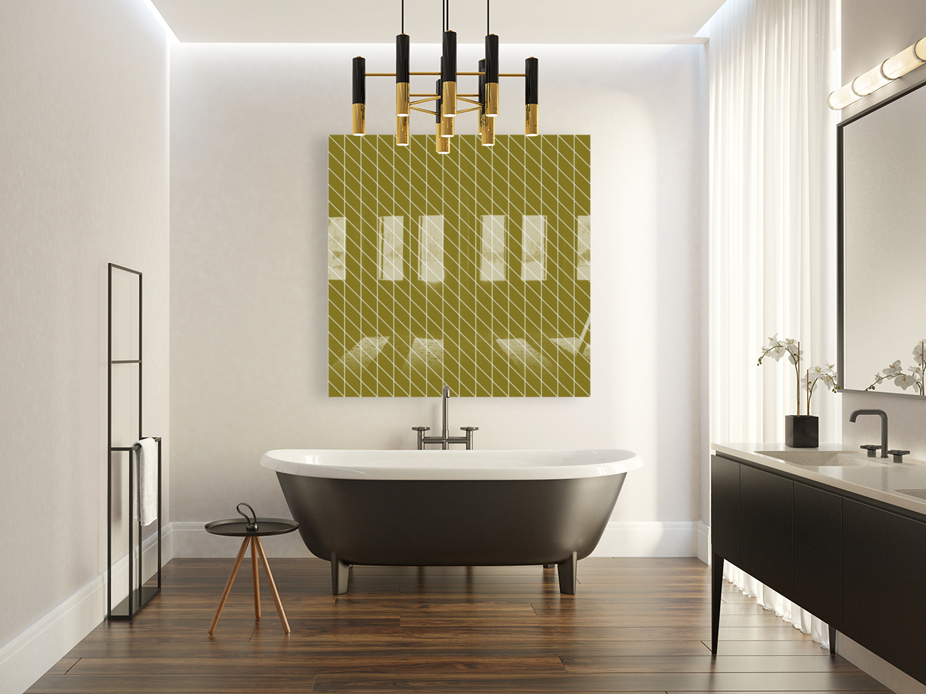 Forest Green Checkers Pattern Reproduction