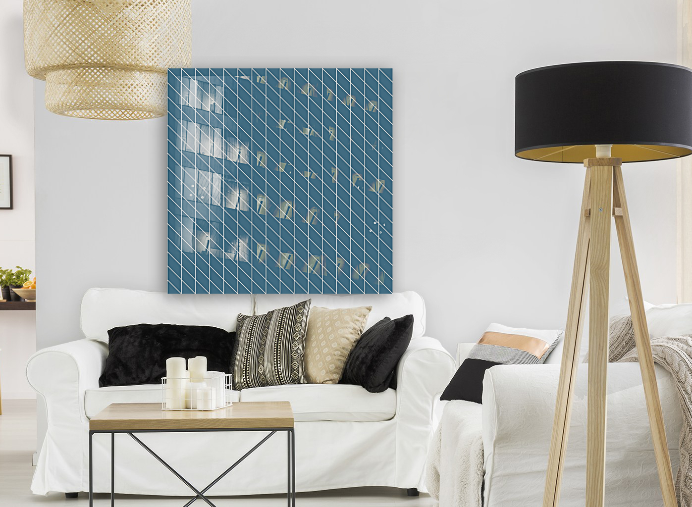 Greenish Blue Checkers Pattern Reproduction