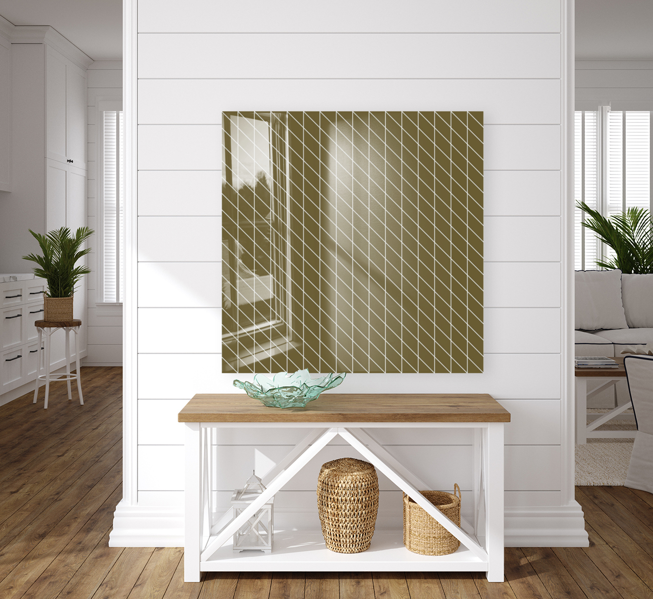 Military Green Checkers Pattern Reproduction