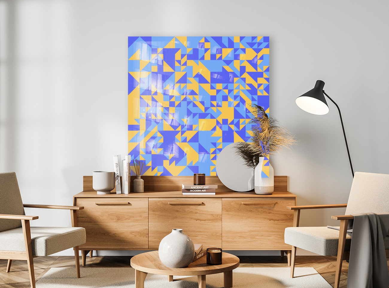 Blue Geometry Pattern Reproduction