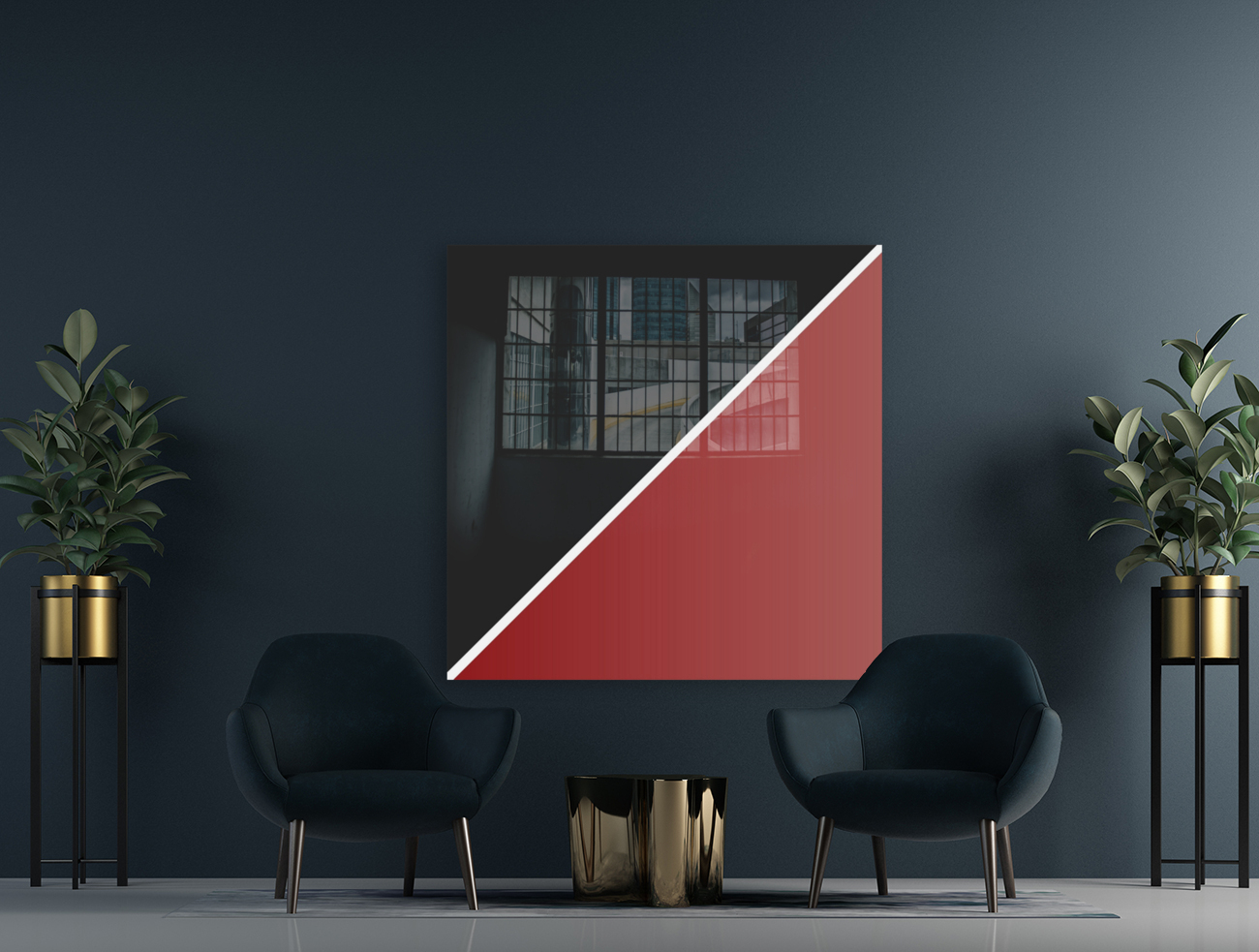 Black and Garnet Abstract Reproduction