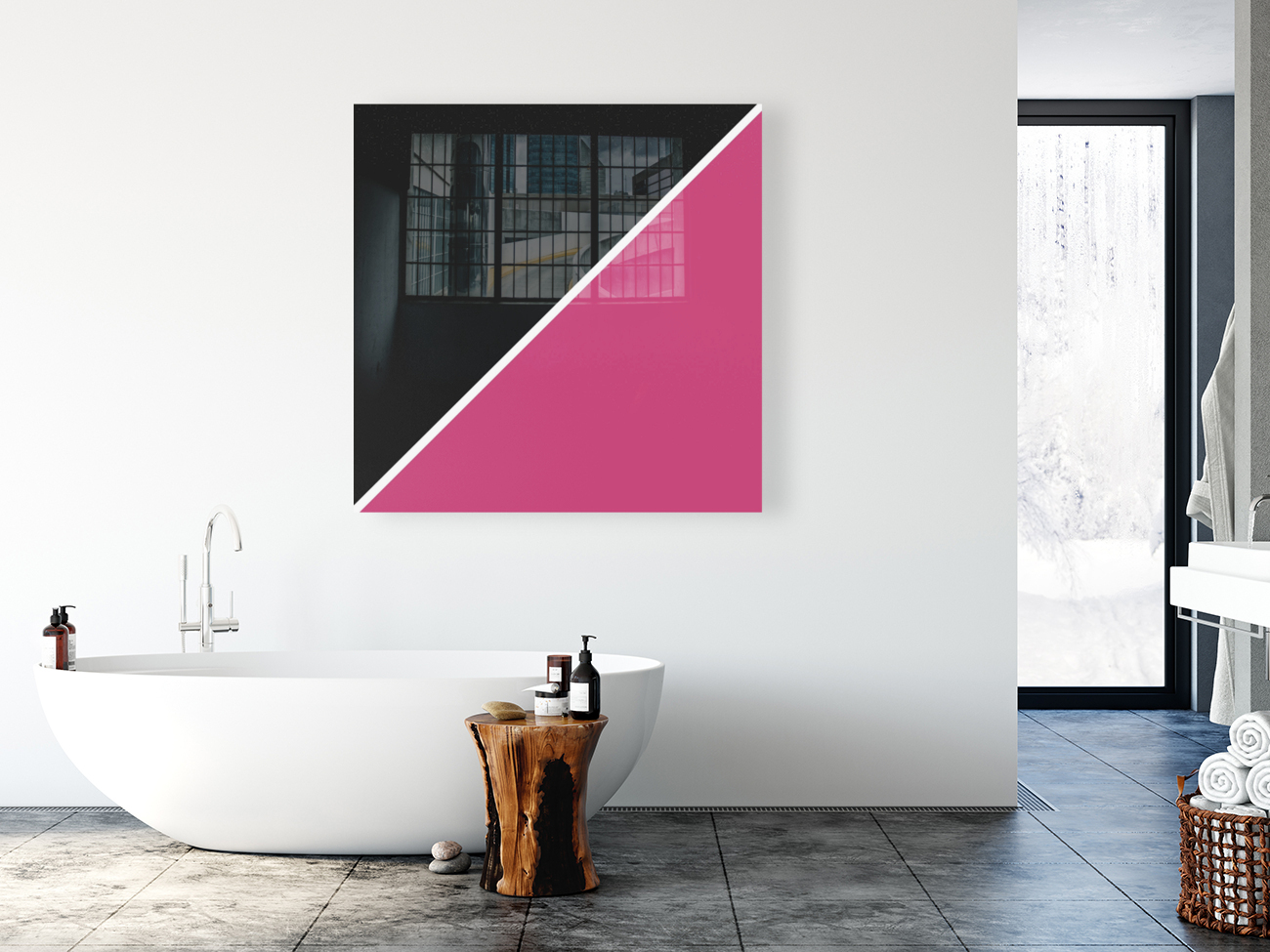 Black and Pink Abstract Reproduction