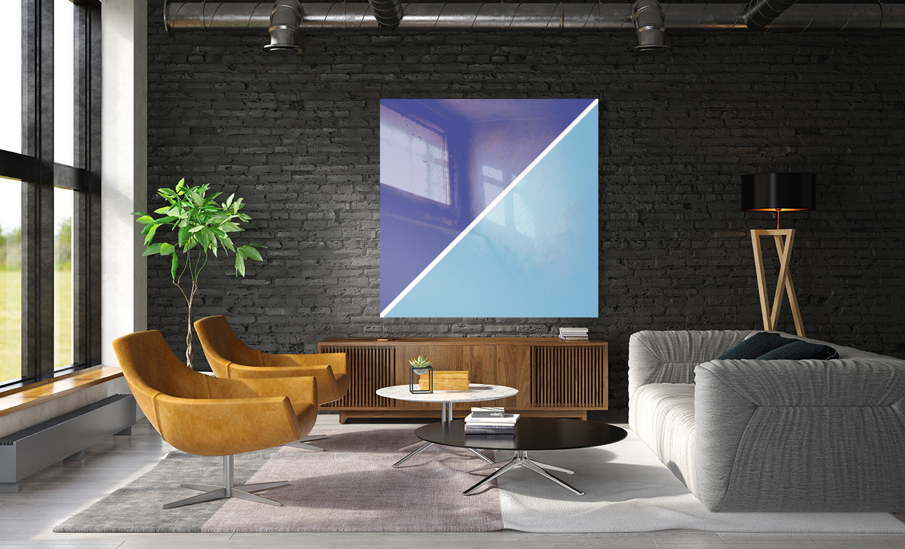 Grape and Sky Blue Abstract Reproduction
