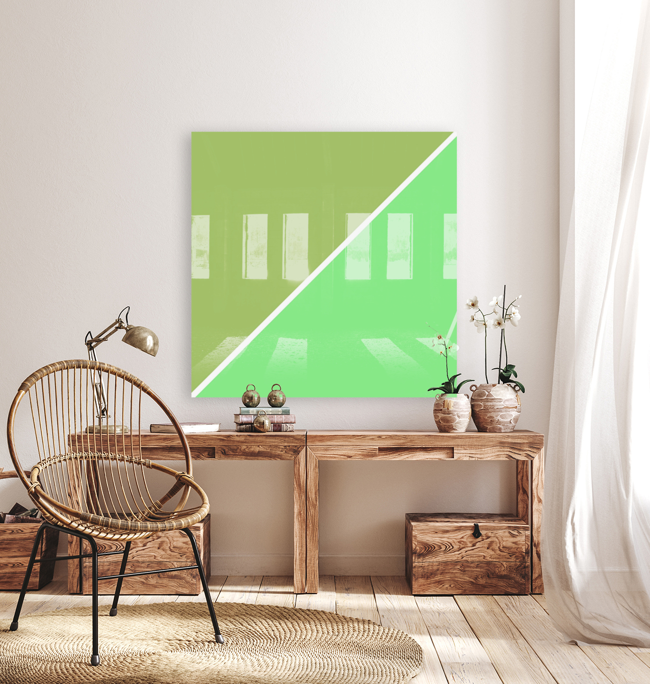 Olive and Mint Abstract Reproduction