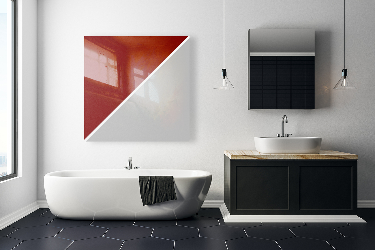 Maroon and Silver Abstract Reproduction