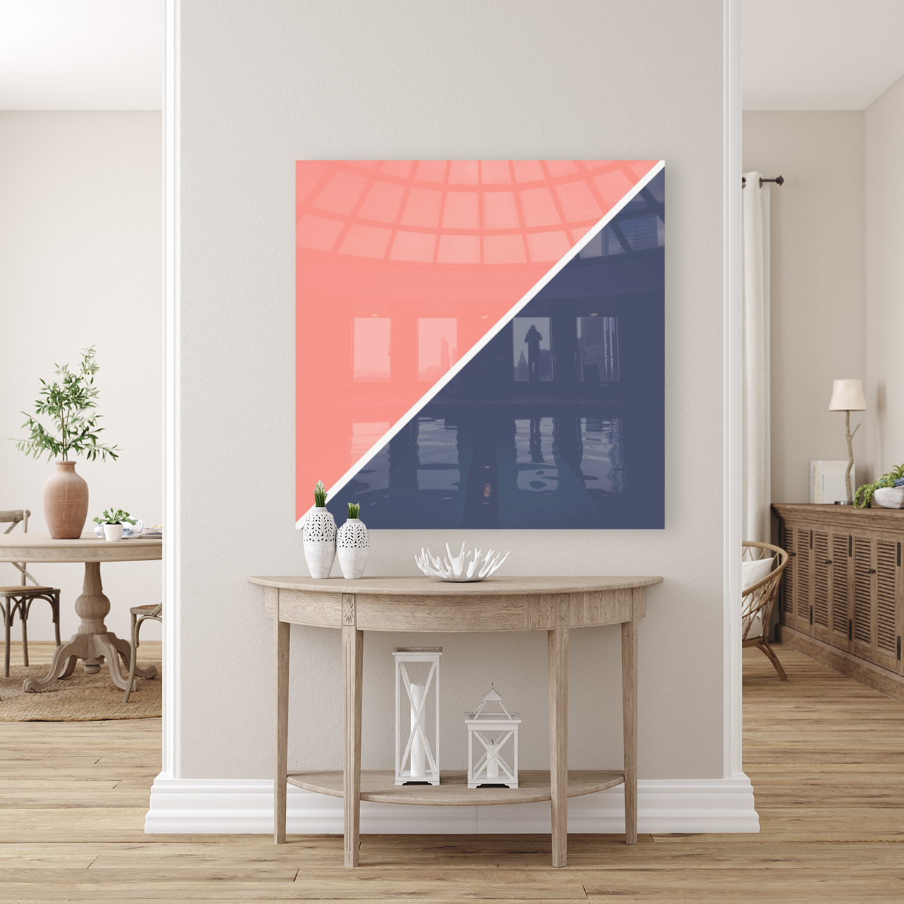Salmon and Navy Abstract Reproduction
