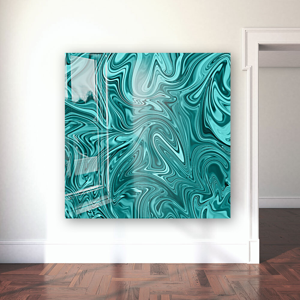 Teal Liquid Marble Reproduction
