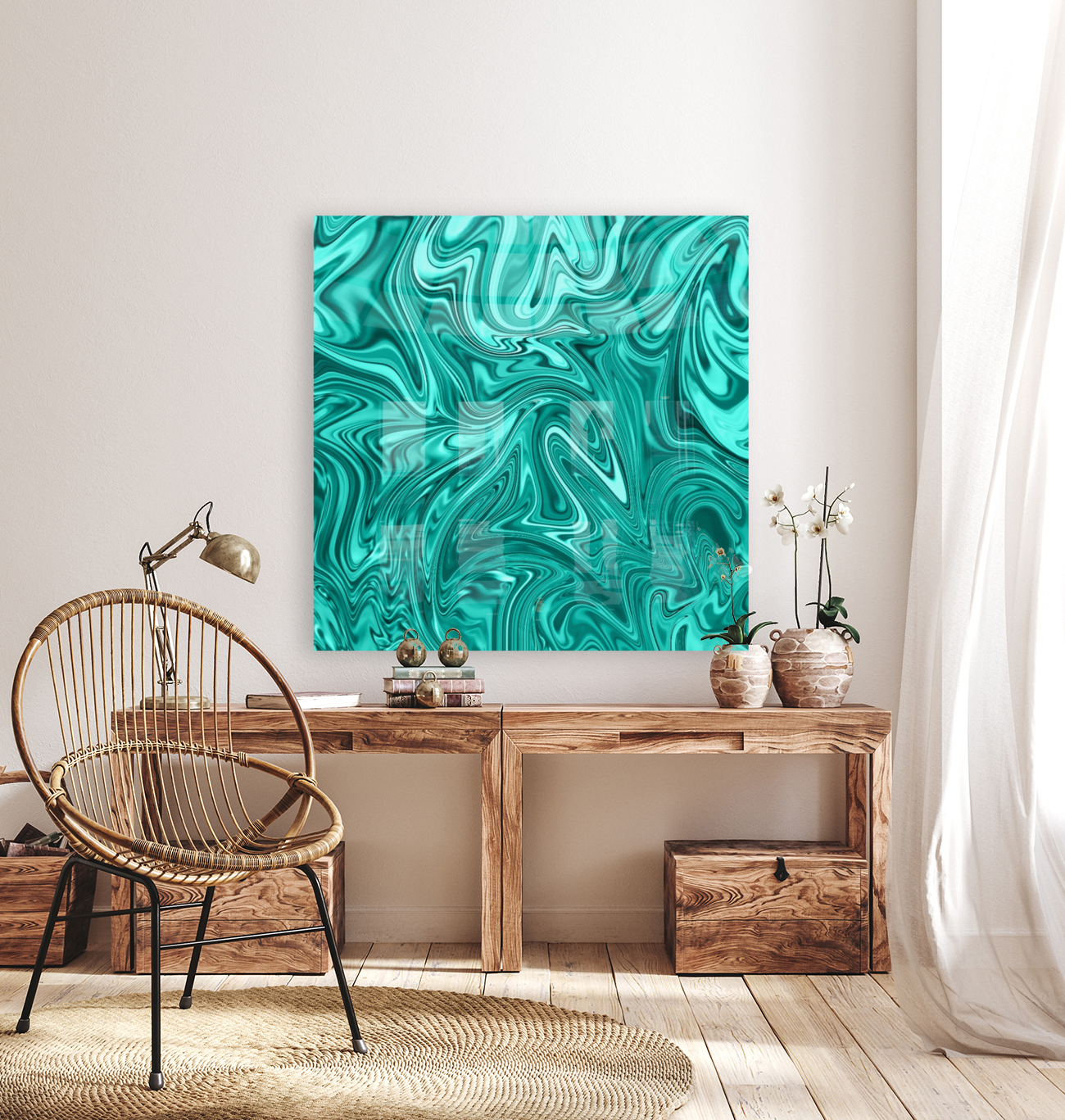 Turquoise Liquid Marble Reproduction