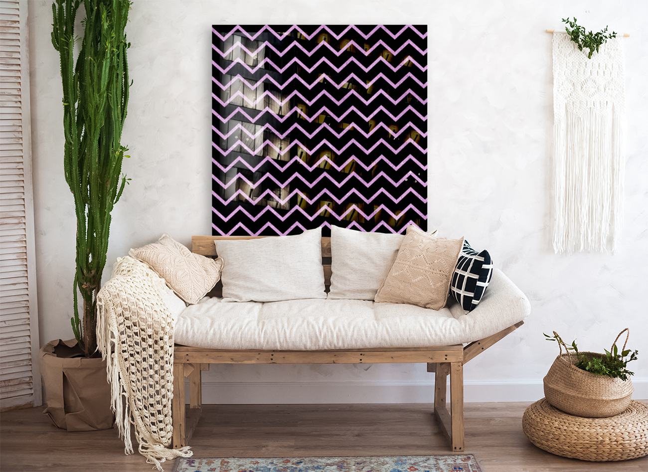 Plum Chevron Glitter Reproduction