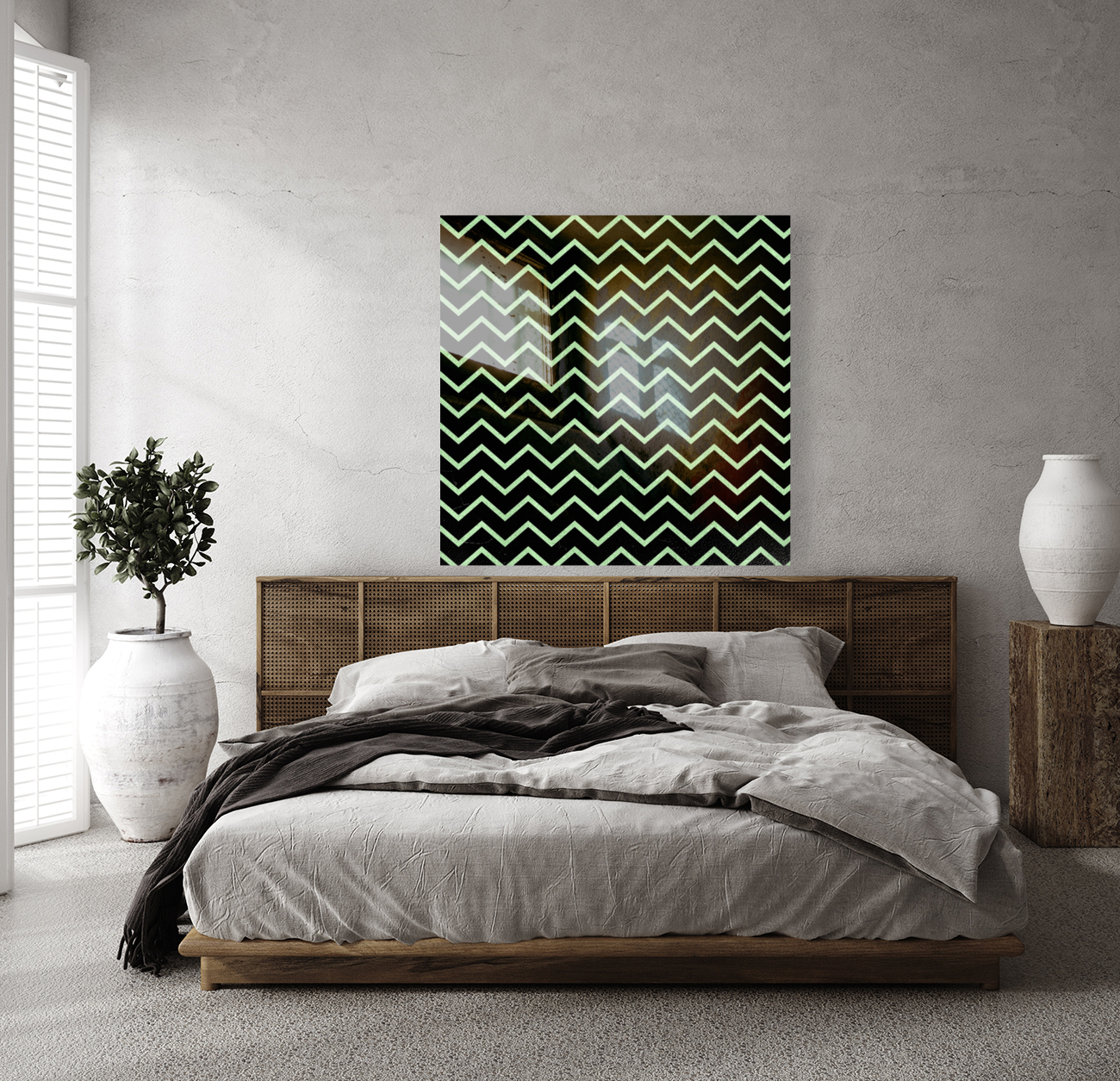 Green Chevron Glitter Reproduction