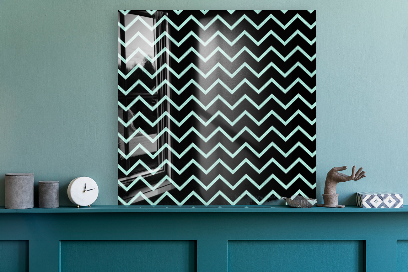 Turquoise Chevron Glitter Reproduction