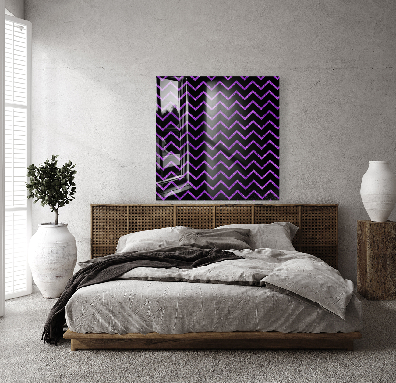 Violet Chevron Glitter Reproduction