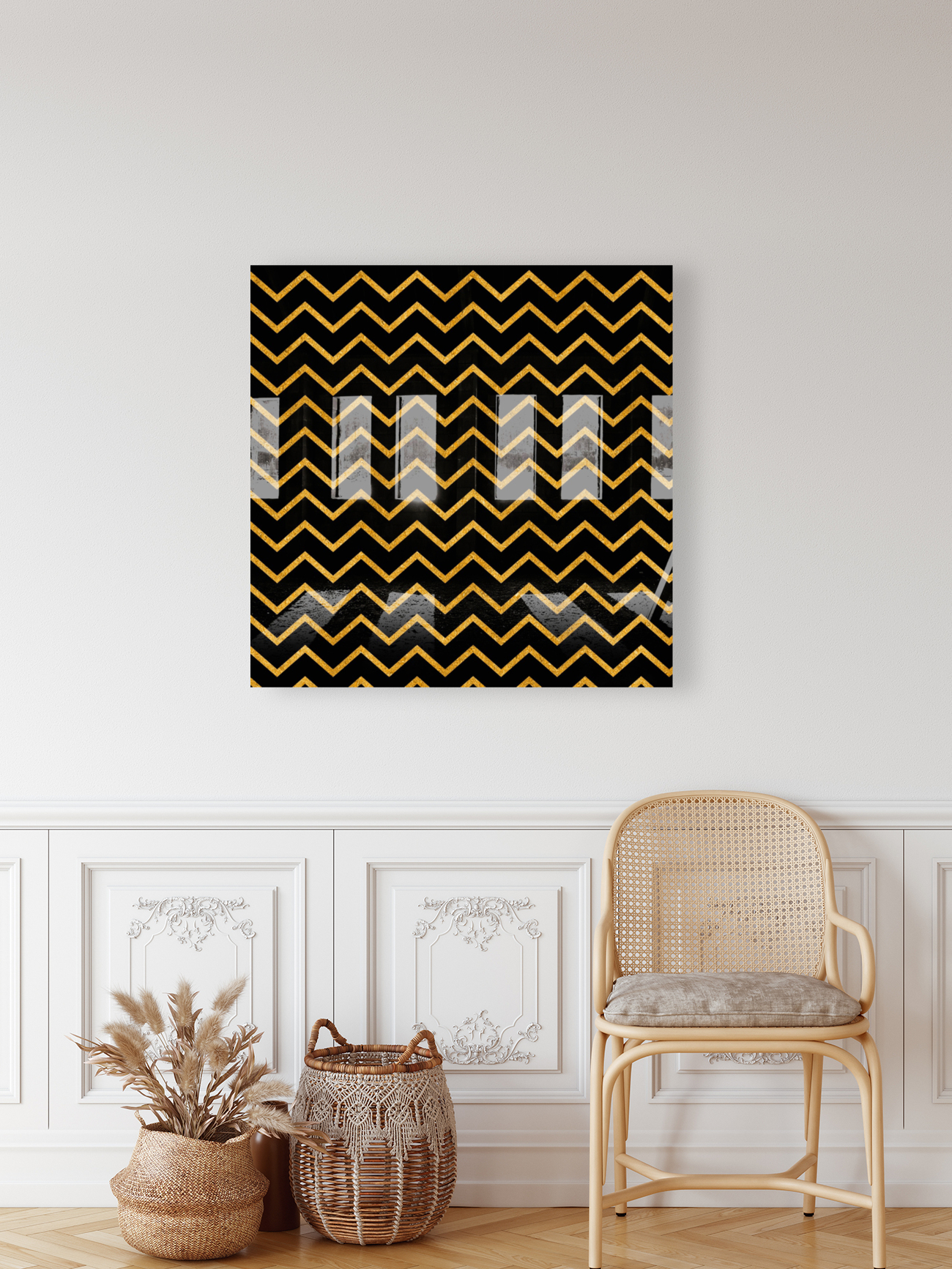 Orange Chevron Glitter Reproduction