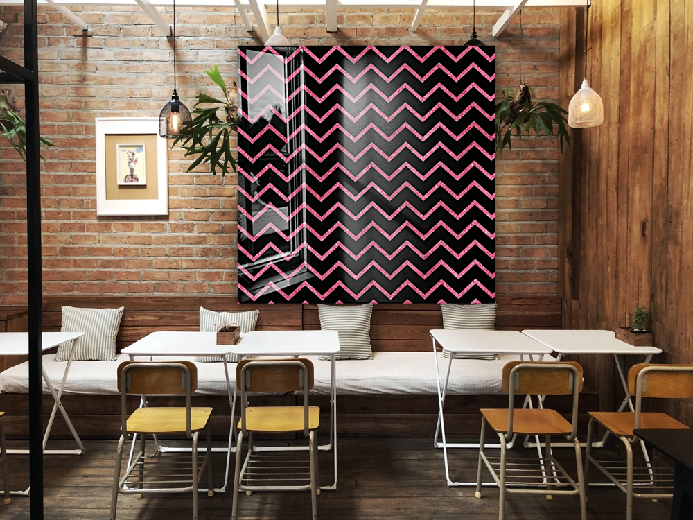 Pink Chevron Glitter Reproduction