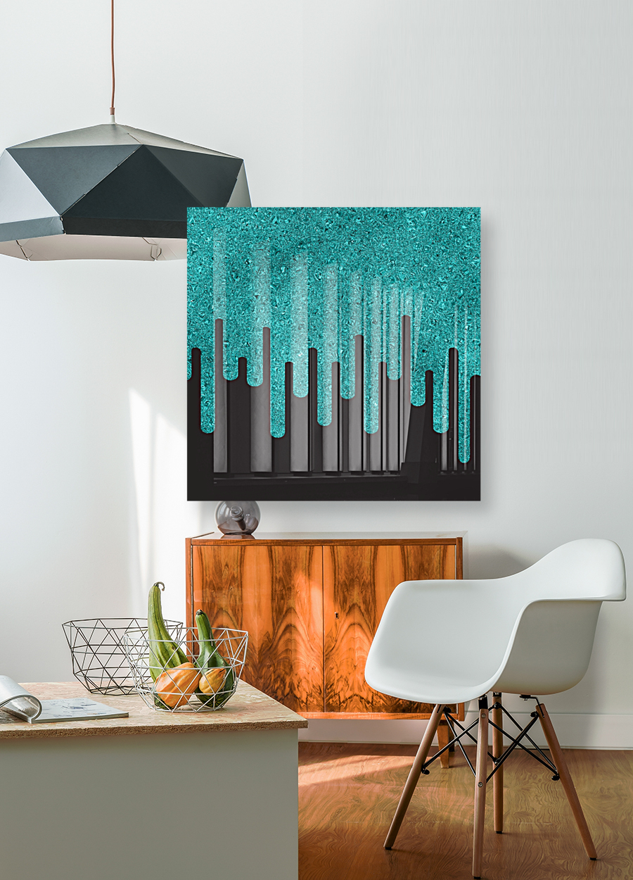 Dripping Cyan Glitter Reproduction
