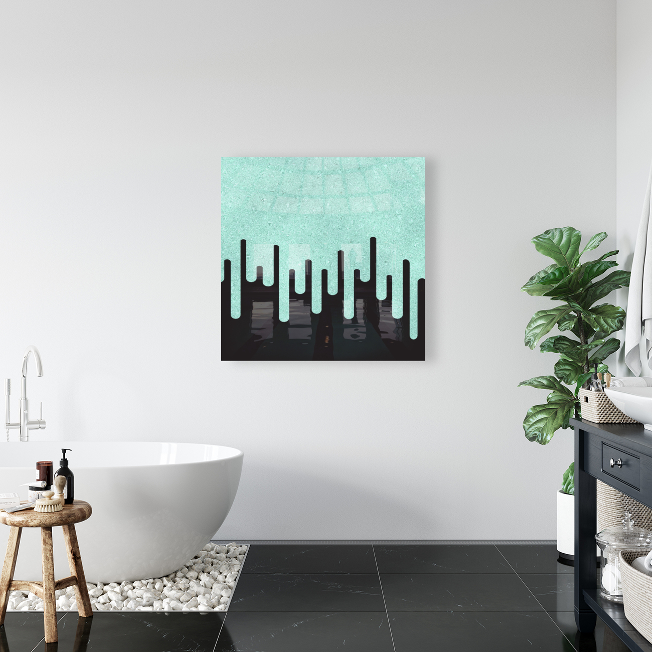 Dripping Turquoise Glitter Reproduction
