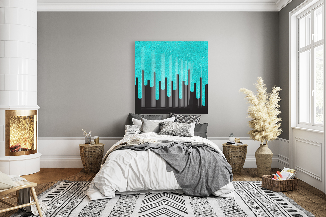 Dripping Aqua Glitter Reproduction