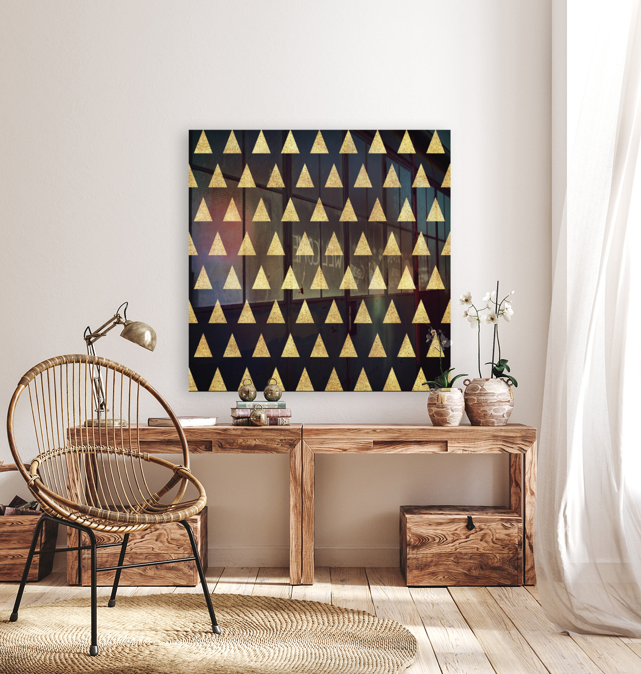 Shiny Gold Glitter Triangle Reproduction