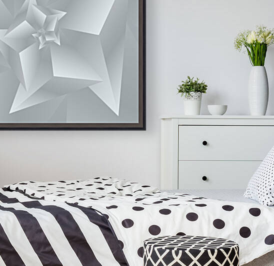 Trendy White Polygen Art Reproduction