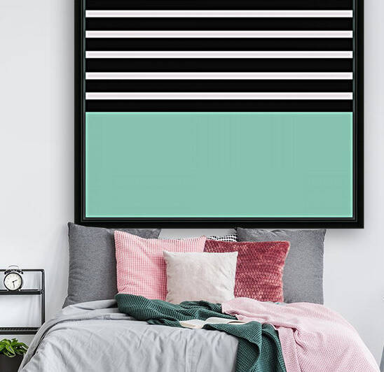 Black & White Stripes with Aquamarine Patch Reproduction