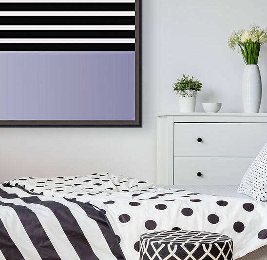 Black & White Stripes with Lavender Patch Reproduction