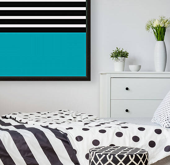 Black & White Stripes with Pacific Blue Patch Reproduction