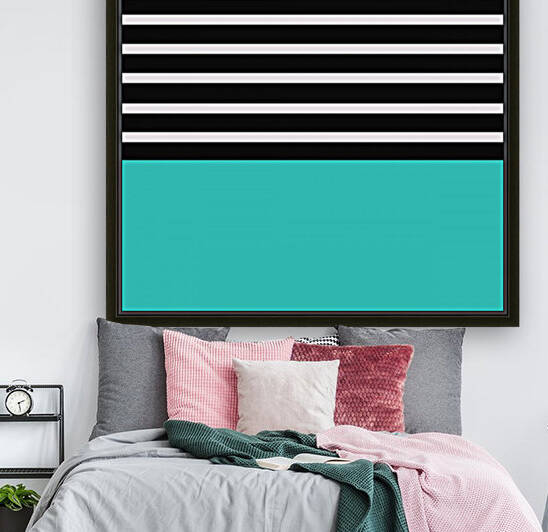 Black & White Stripes with Blue Patch Reproduction