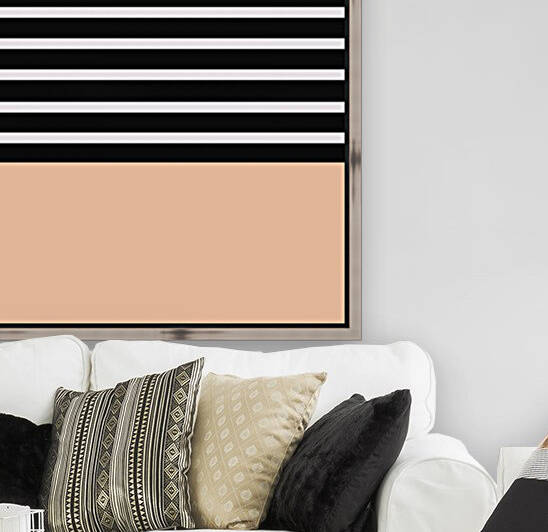 Black & White Stripes with Peach Patch Reproduction