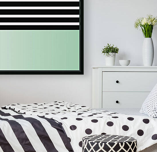 Black & White Stripes with Green Patch Reproduction