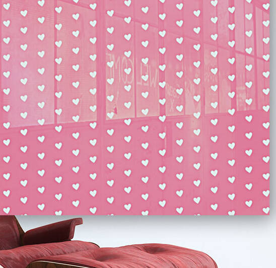Flamingo Pink Heart Shape Pattern Reproduction