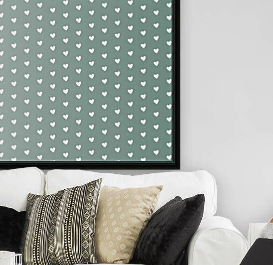 Grey Green Heart Shape Pattern Reproduction