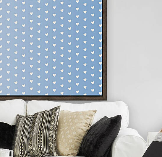 Spring Blue Heart Shape Pattern Reproduction