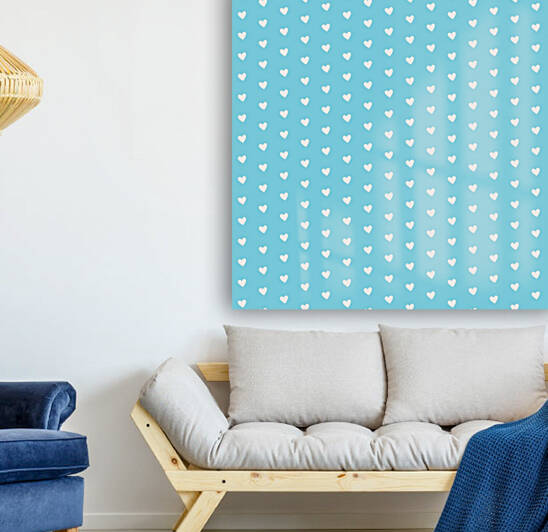 Sky Blue Heart Shape Pattern Reproduction