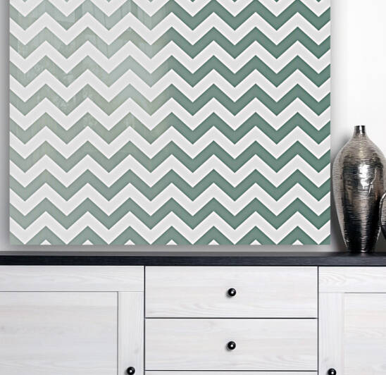 GREY GREEN CHEVRON Reproduction