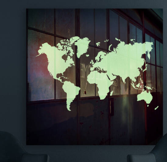 GREEN GLASS WORLD MAP Reproduction