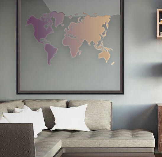 PURPLE SLATE WORLD MAP Reproduction