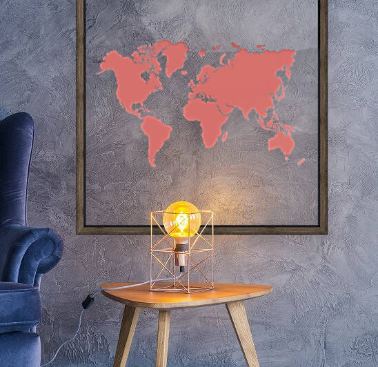 SALMON PINK WORLD MAP Reproduction