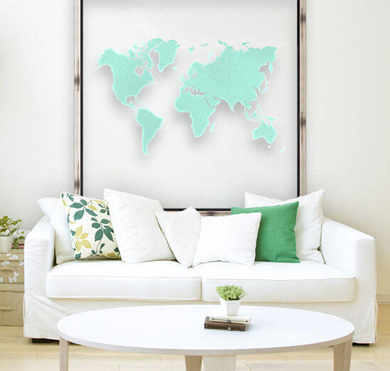 TURQUOISE SHADE WORLD MAP Reproduction