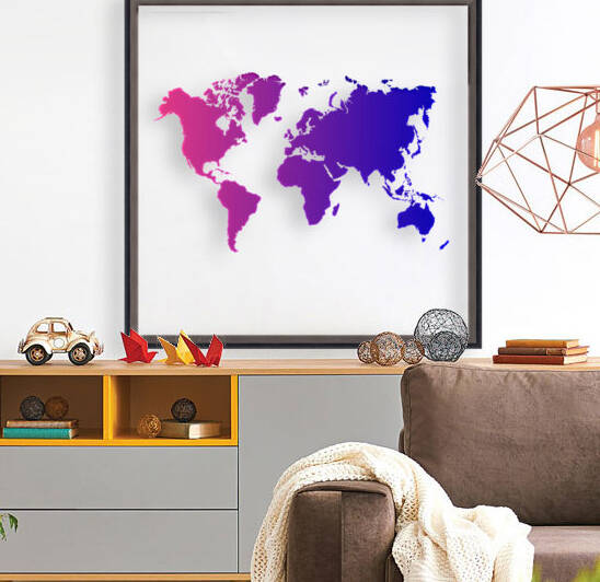 PURPLE GRADIENT WORLD MAP Reproduction