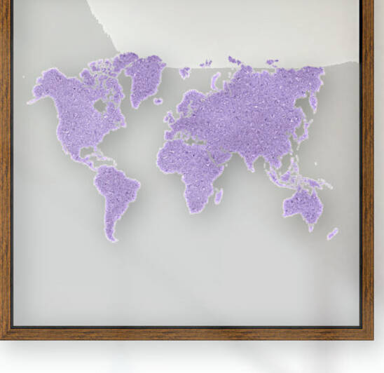 PURPLE GLITTER WORLD MAP Reproduction