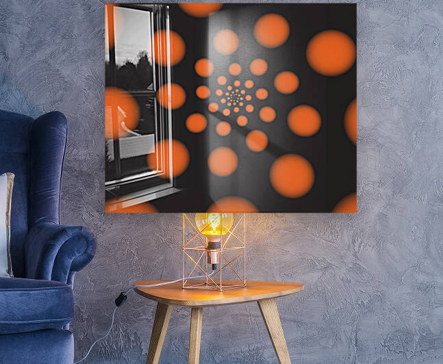 Orange Spiral Dots Reproduction