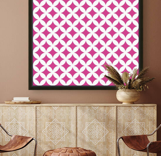 White and Pink Retro Circle Pattern by rizu_designs