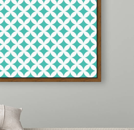 White and Turquoise Retro Circle Pattern by rizu_designs