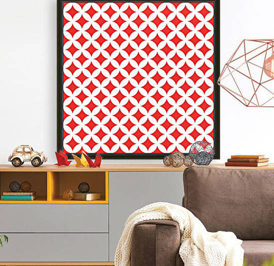 White and Red Retro Circle Pattern by rizu_designs