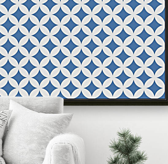 White and Blue Retro Circle Pattern by rizu_designs