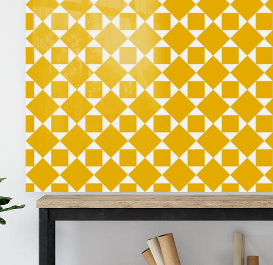 Yellow Squares And Diamonds Pattern  by rizu_designs
