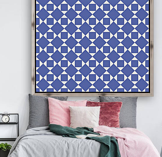 Royal Blue Squares And Diamonds Pattern by rizu_designs